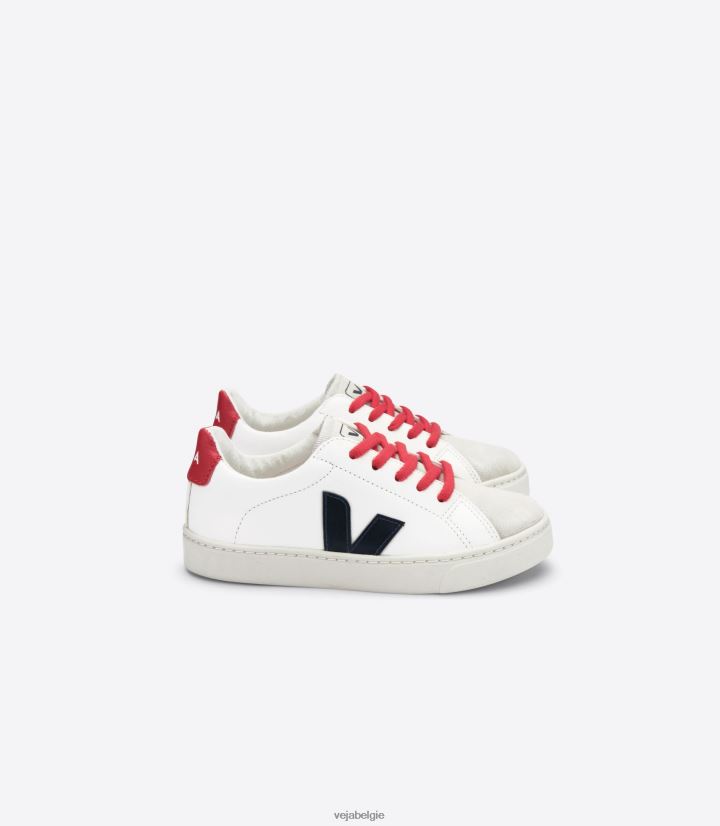Veja zijn kinderen esplar veters chroomvrij leer wit nautico pekin schoenen 2882X342